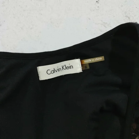 CALVIN KLEIN BLACK SLEEVELESS SEQUINED COCKTAIL DRESS SIZE 6 - Picture 7 of 7